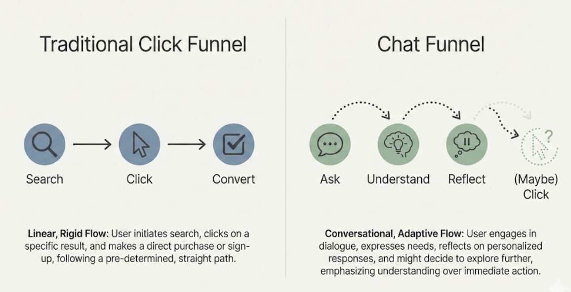 Visual representation of ChatGPT ads integration showing conversational AI interface with advertising placement, illustrating the new paradigm of AI-native advertising